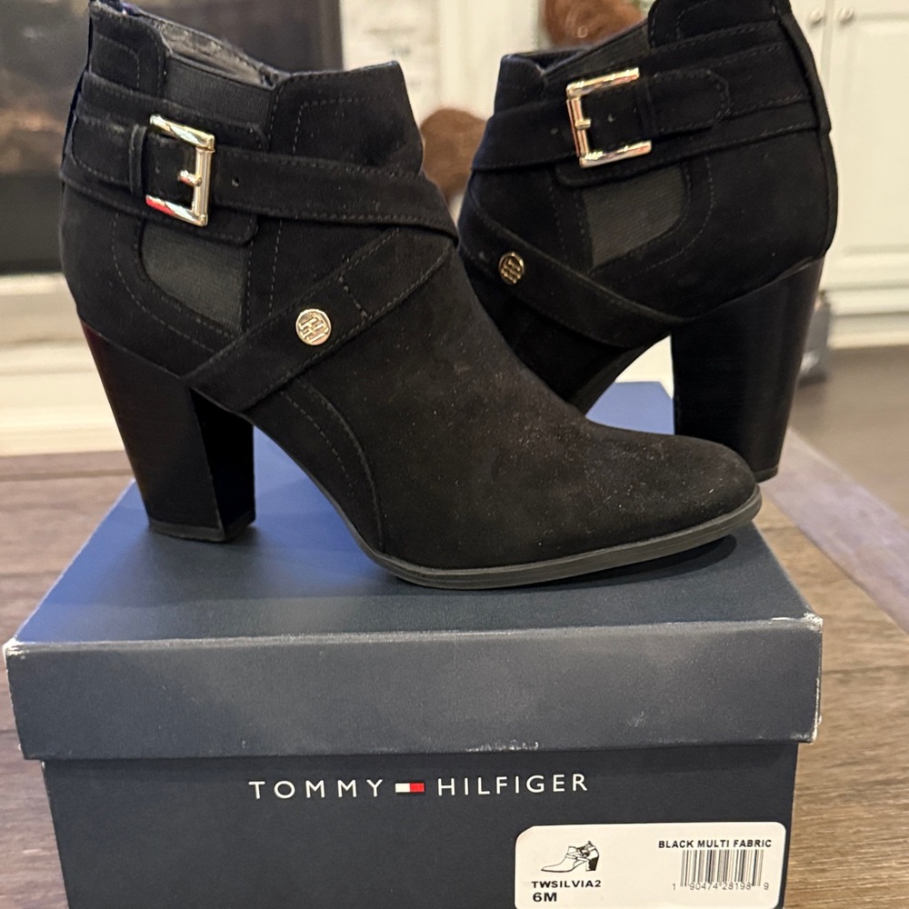 Tommy Hilfiger Black Suede Ankle Booties
